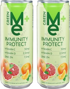 Напиток GreenMe Plus Immunity Protect с витамином С D и цинком 330мл упаковка 2 шт Ubg