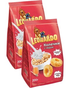 Готовый завтрак Leonardo Овсяные колечки с мёдом 200г упаковка 2 шт Kdv‐групп