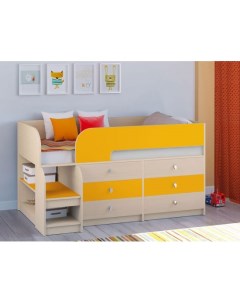 Кровать чердак Астра 9 3 90 99 Односпальные Стандартные оранжевый 163 2 Рв-мебель