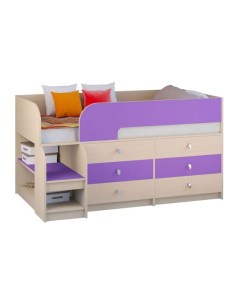 Кровать чердак Астра 9 3 90 99 Односпальные Стандартные Фиолетовый 163 2 Рв-мебель