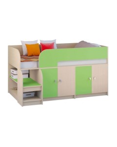 Кровать чердак Астра 9 2 90 99 80х160 см Стандартные Зеленый 163 2 Рв-мебель