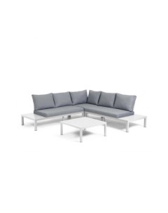 Модульный 5 местный угловой диван и стол Duka из белого алюминия без механизма La forma (ex julia grup)