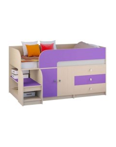 Кровать чердак Астра 9 1 90 99 Односпальные Стандартные Фиолетовый 163 2 Рв-мебель