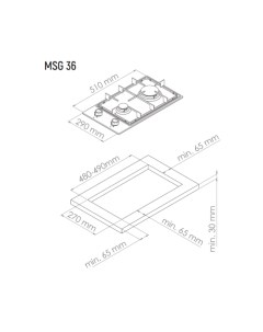 Домино газовая варочная панель MSG 36 Noir Monsher