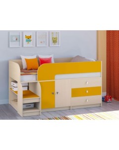 Кровать чердак Астра 9 1 90 99 Односпальные Стандартные оранжевый 163 2 Рв-мебель