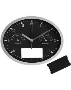 Часы настенные INSERT3 с термометром и гигрометром черные No name