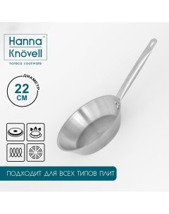 Сковорода из нержавеющей стали d 22 см h 5 5 см толщина стенки 0 6 мм длина ручки 21 5 см индукция Hanna knovell