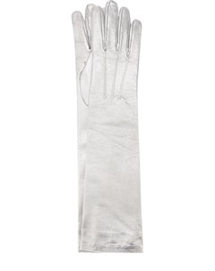 Удлиненные кожаные перчатки с металлизированной отделкой Quis quis