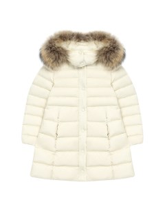 Пуховое пальто с меховой отделкой на капюшоне Moncler enfant