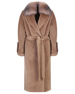 Пальто из беби альпака с мехом лисы Elisabetta
