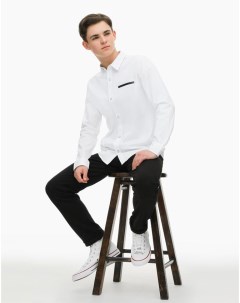 Белая рубашка Regular с контрастными вставками для мальчика Gloria jeans