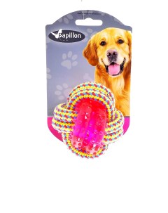 Игрушка для собак Плетеный мячик с пластиковым кольцом 8 см 140 г Papillon