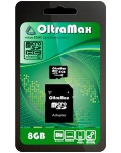 Карта памяти 8GB OM008GCSDHC4 AD CLASS 4 SD адаптер Oltramax