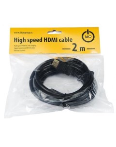 Кабель HDMI 2м BN HDMI2MM 2M круглый черный Bion