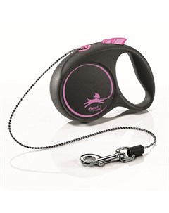 Рулетка для собак Black Design XS до 8кг 3м трос черный розовый Flexi