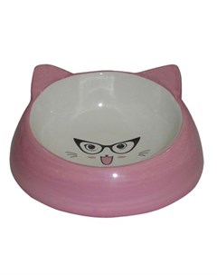 Миска для животных Cat in Glasses розовая керамическая 14 7х14 7х6 3см 150мл Foxie