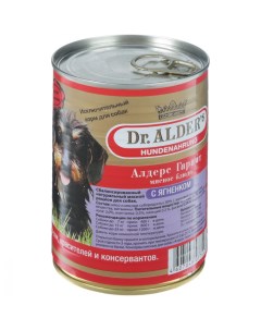 Корм для собак Алдерс Гарант 80 рубленного мяса Ягнёнок банка 410г Dr. alder's