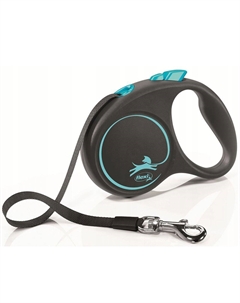 Рулетка для собак Black Design S (до 15кг) 5м лента черный/синий Flexi