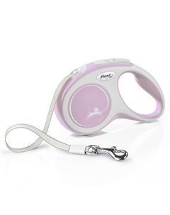Рулетка для собак New Line Comfort S (до 15кг) лента 5м серый/розовый Flexi