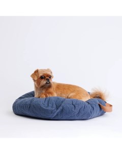 Лежак круглый с ручкой для кошек и собак мелких и средних пород 65 см синий Rurri