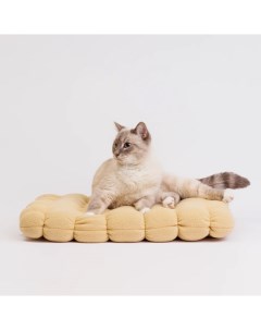 Лежак квадратный для кошек и собак мелких и средних пород Крекер 50 см бежевый Rurri