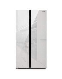 Холодильник Side by Side CS5003F белое стекло Hyundai