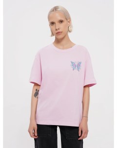 Свободная хлопковая футболка с принтом бабочки на спине Твое