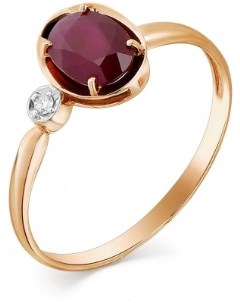 Кольцо с рубином и бриллиантом из красного золота Мастер бриллиант