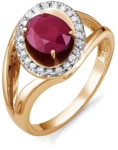 Кольцо с рубином и бриллиантами из красного золота Мастер бриллиант