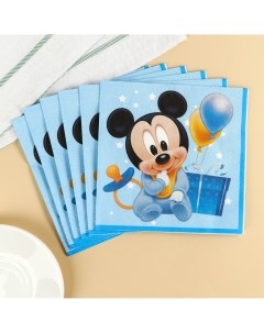 Салфетки бумажные 33х33 см 20 штук 3 х слойные микки маус Disney