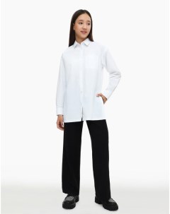 Белая классическая удлинённая рубашка для девочки Gloria jeans