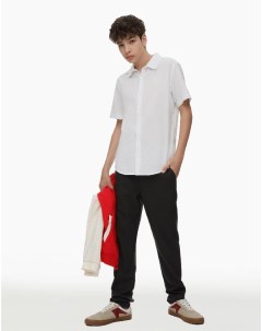 Белая рубашка Regular с коротким рукавом и вышивкой для мальчика Gloria jeans