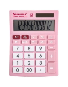 Калькулятор настольный ULTRA PASTEL 12 PK 192x143 мм 12 разрядов двойное питание РОЗОВЫЙ 250503 Brauberg
