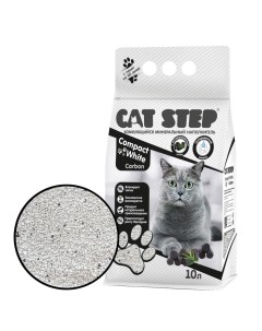 Наполнитель для кошачьего туалета Compact White Carbon комкующийся минеральный 10л Cat step
