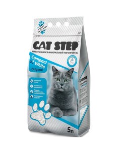 Наполнитель для кошачьего туалета Compact White Original комкующийся минеральный 5л Cat step
