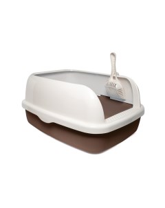 Туалет для кошек Hygiene Титан прямоугольный совок в комплекте кофейный 520х400х250мм Триол