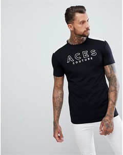 Обтягивающая черная футболка Aces couture