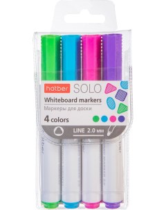 Набор маркеров Hatber Solo fun colors для магнитно маркерных досок 4шт Хатбер-м