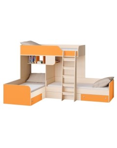 Двухъярусная кровать Трио 169 194 2 80х190 см Двухъярусные оранжевый 281 5 Рв-мебель