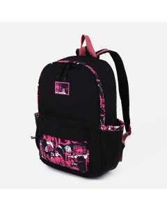 Рюкзак молодежный из текстиля 4 кармана цвет черный розовый Nobrand