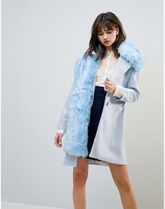 Oversize пальто с добавлением шерсти и воротником из искусственного меха Grace Cubic