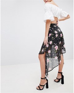 Асимметричная юбка миди с цветочным принтом Boohoo