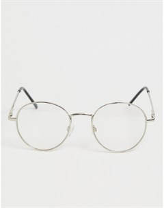 Круглые очки с прозрачными стеклами в серебристой оправе Aj morgan