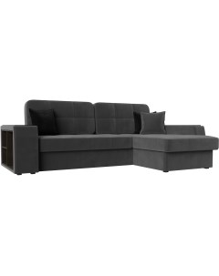 Угловой диван Брюссель правый (велюр серый) 110652 Лига диванов