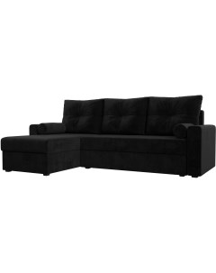 Диван угловой Верона лайт угол левый (велюр черный) 114061L Лига диванов
