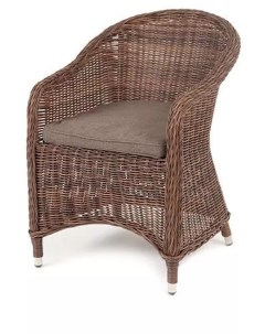 Плетеное кресло из искусственного ротанга цвет коричневый с серой подушкой 4sis