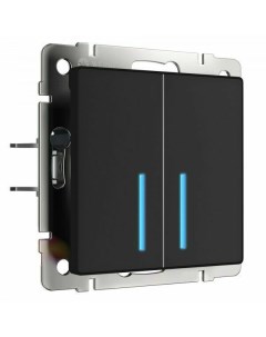 Сенсорный выключатель двухклавишный с подсветкой 1000 Вт черный матовый W4520008 a057679 Werkel