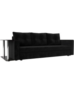 Диван прямой Атланта лайт со столом левый (велюр черный) 112477 Лига диванов