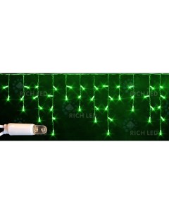 Гирлянда светодиодная Бахрома зеленая 220B LED провод прозрачный IP65 Rich led