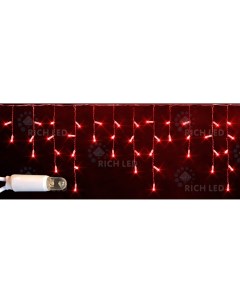 Гирлянда светодиодная Бахрома красная 220B LED провод прозрачный IP65 Rich led